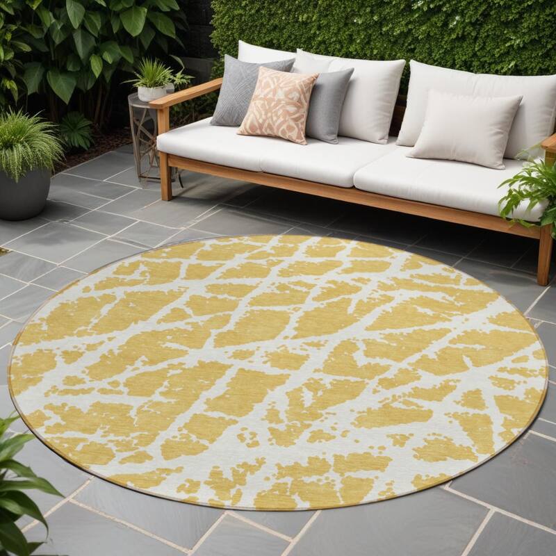 Riva Modern Art-Inspired Weather Resistant Versatile Elegance Outdoor Rug - 8' Round - Multi