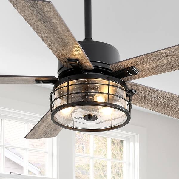 52-in Black Farmhouse Ceiling Fan with Light Remote (5-Blade) - Bed ...