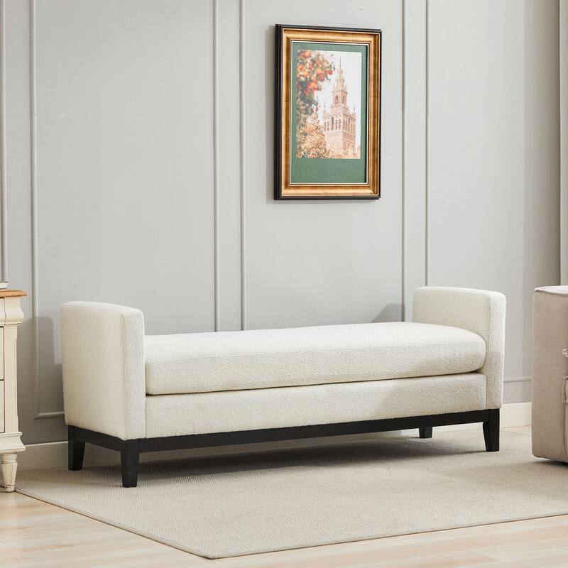 ​66" Upholstered Storage Bench - PU with Bolster Pillows