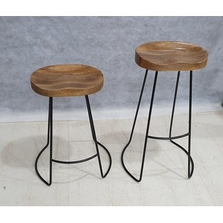 Mango Wood Tractor Seat Counter Height Bar Stools Set of 2 Set of 2 Wood Tractor Seat Bar Stools