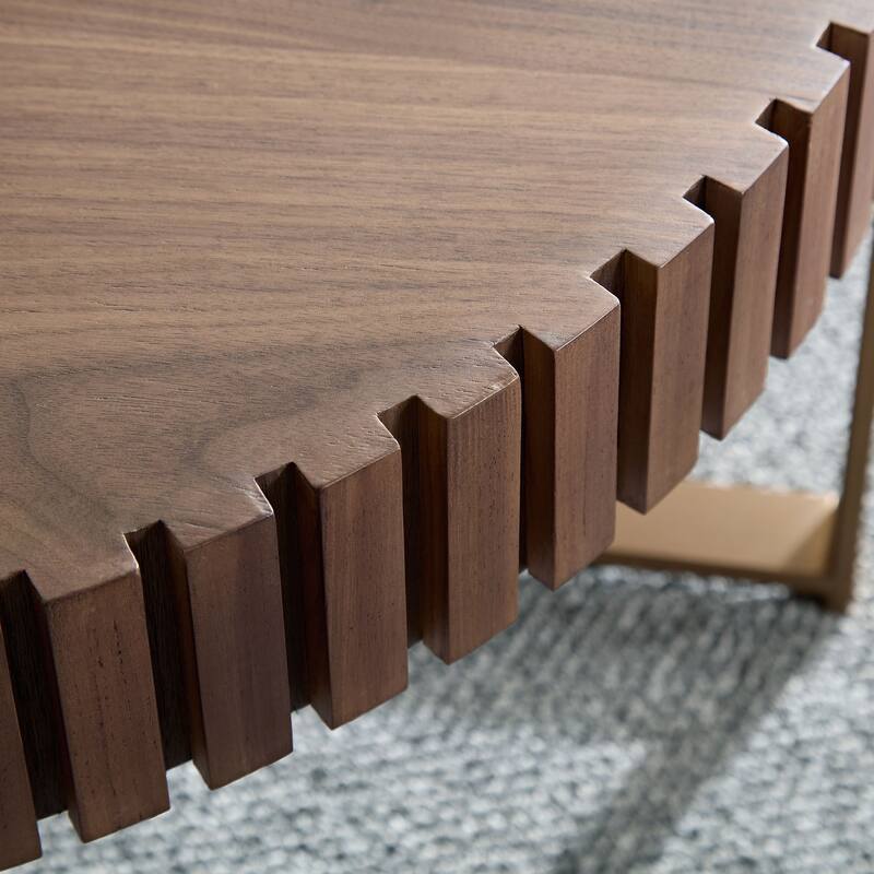 Modern Handcraft Drum Coffee Table 31.5 inch Round Coffee Table for Living Room, Small Coffee Table with Sturdy Pedestal