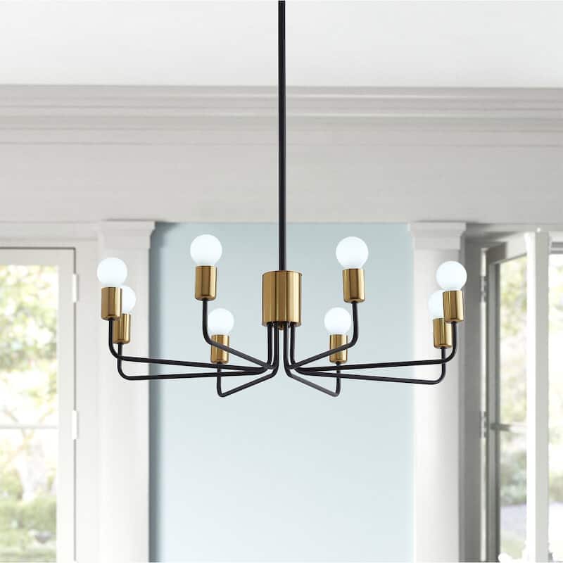 Black and Gold 8-Light Candle Style Candelabra Chandelier