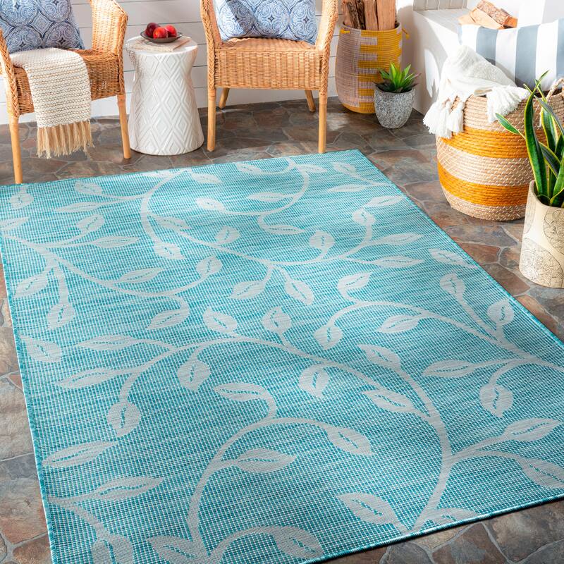 Artistic Weavers Otis Indoor / Outdoor Floral Area Rug - 6'4" x 9' - Aqua
