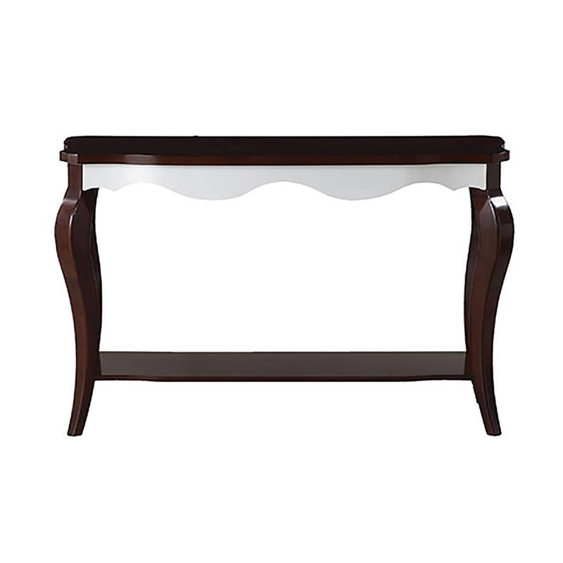 Braeden Walnut and White Sofa Table with Cabriole Leg