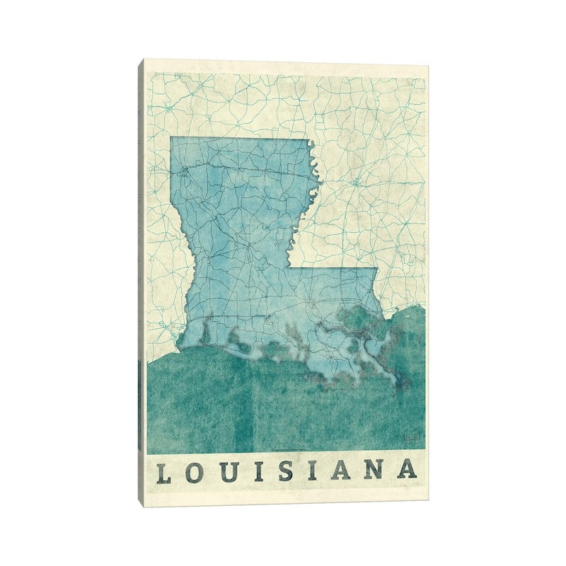 iCanvas "Louisiana Map" by Hubert Roguski Canvas Print