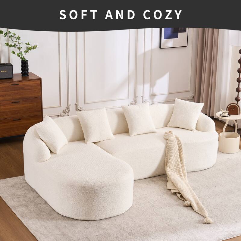 98.4" Chenille L-Shaped Sectional Sofa with Chaise & Pillows