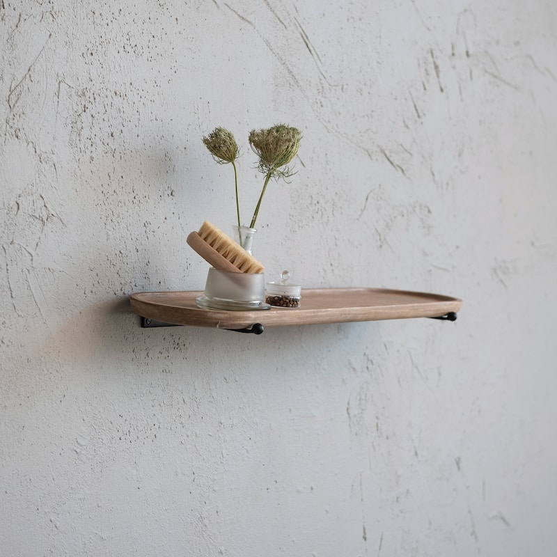 Wood and Metal Wall Shelf - 28.0"L x 7.4"W x 2.1"H