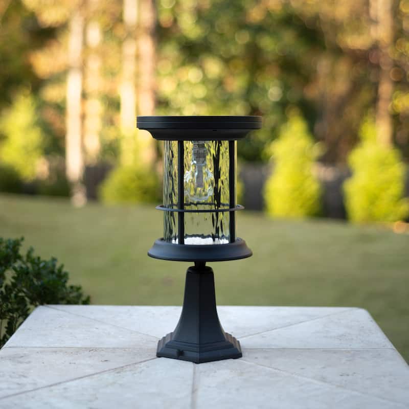 Gama Sonic Silo Black Solar 3' Fitter Post Light with Pier or Wall