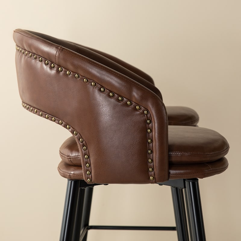 Glitzhome Modern 3-Piece Adjustable Bar Table Faux Leather Stool Pub Sets