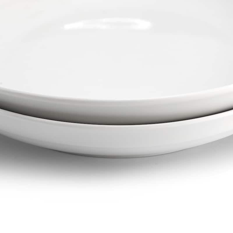 Gibson Home 2 Piece 11 Inch Round Fine Ceramic Serving Bowl Set in White