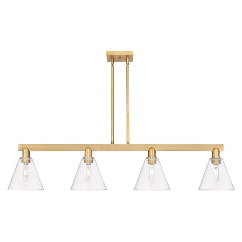 Innovations Lighting Endless Possibilities Arcadia - Berkshire Glass - 4 Light 51" Stem Hung Island Light - Clear/Brushed Brass