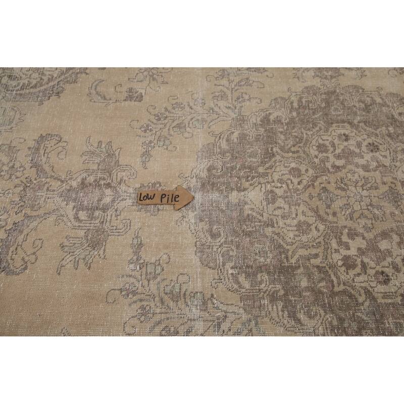 Hand Knotted Oriental 100% Wool Carpet Traditional Medallion Beige & Ivories Tabriz Area Rug - 12' 6'' X 9' 6''