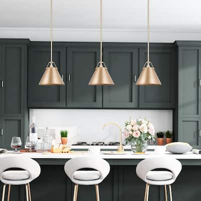 Modern Gold 1-Light Cone Pendant Light for Kitchen Island Dining Room - D8"x H 7"