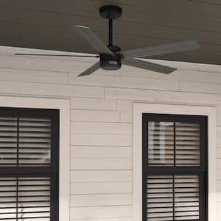 Hunter 52" Burton Outdoor Ceiling Fan and Wall Control - Farmhouse, Industrial, Transitional - Damp Rated - Exclusive SureSpeed!