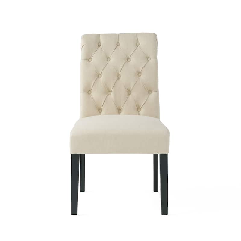 Tufted Accent Chair Set of 2, Mid-Century Modern Living Room Chairs with Wood Legs, Armless High-Back Dining Chair Kitchen Chair