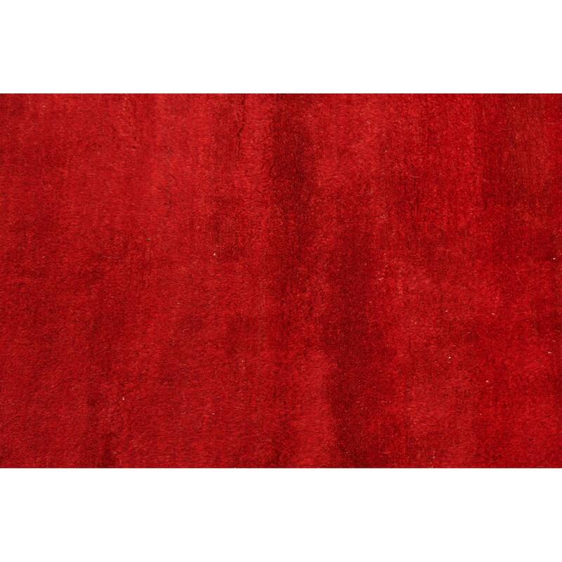 Hand Knotted Oriental 100% Wool Carpet Modern Contemporary Red Gabbeh Runner Rug - 6' 4'' X 2' 10''