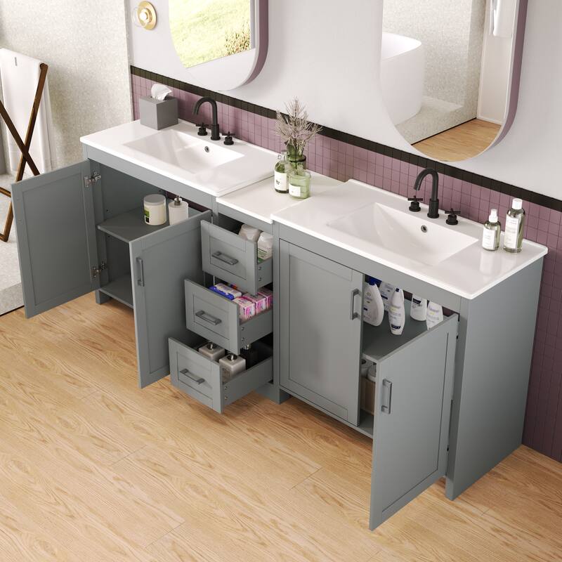 Christopher Knight Home - Vesper Ceramic Dual Sink 84" Vanity