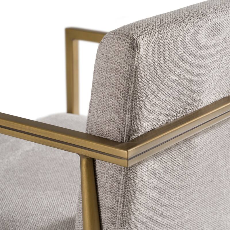 Modrest Burnham Contemporary Light Grey Fabric & Brass Counter Stool