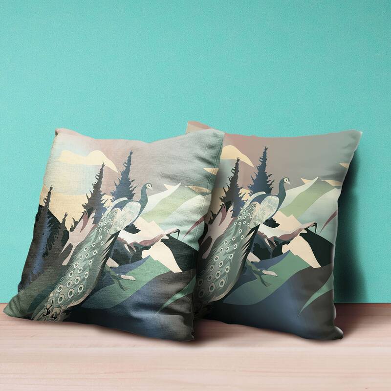 Amrita Sen Mountain Peaock Indoor Outdoor Pillow Zip