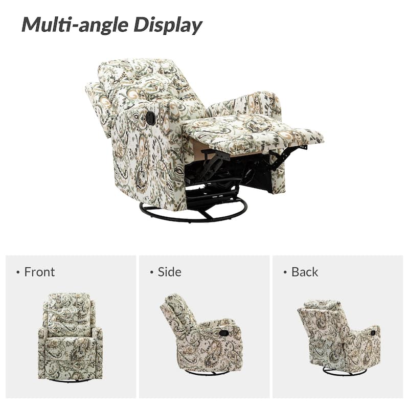 Arlette Floral Manual Swivel Recliner with Tufted Back Set of 2
