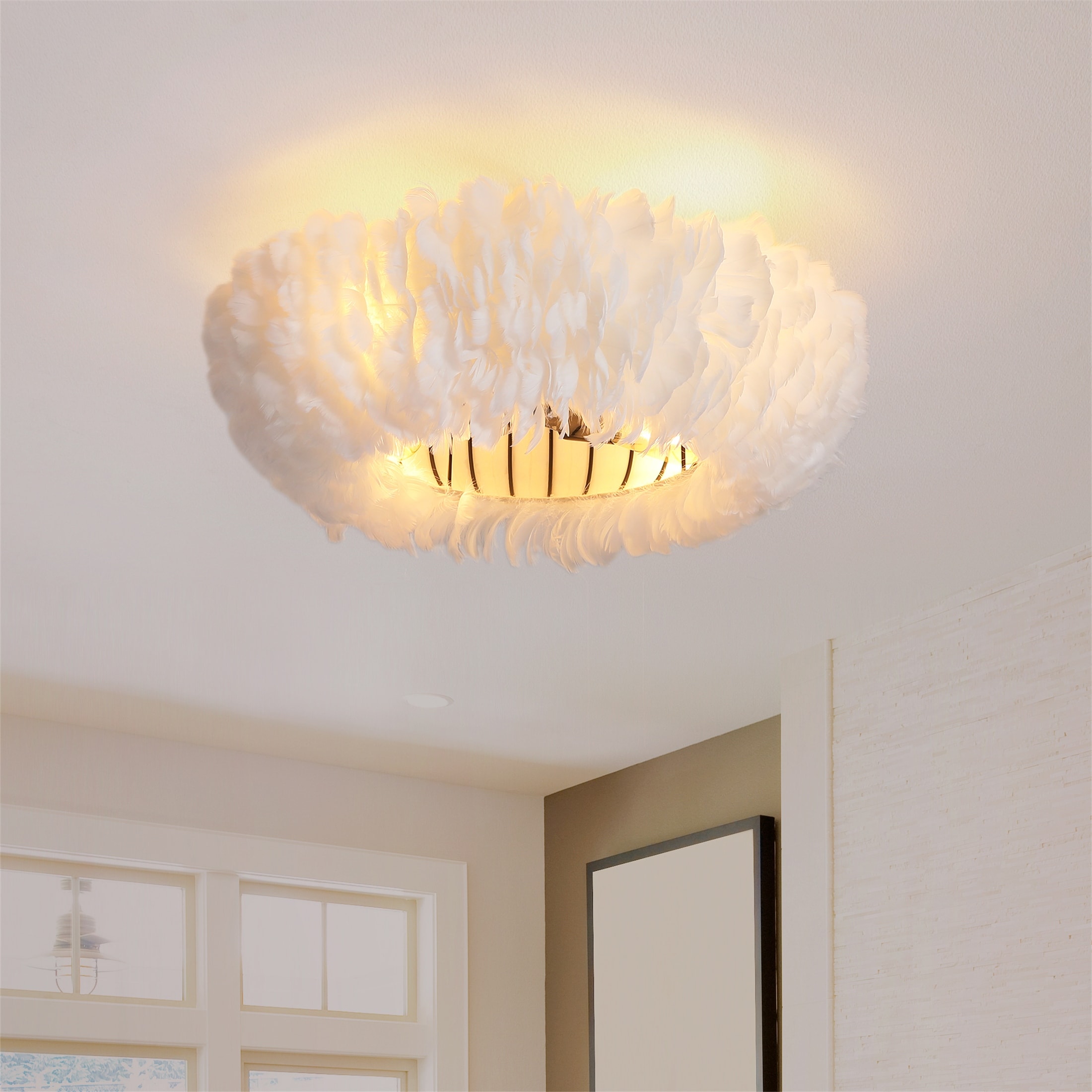 20" Feather-Dressed Caged Ceiling Fans with Remote