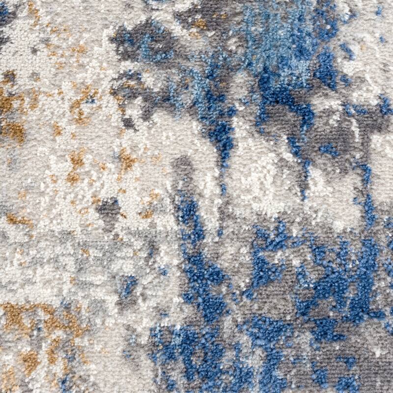 Abani Dune Contemporary Grey and Blue Distressed Indoor Area Rug