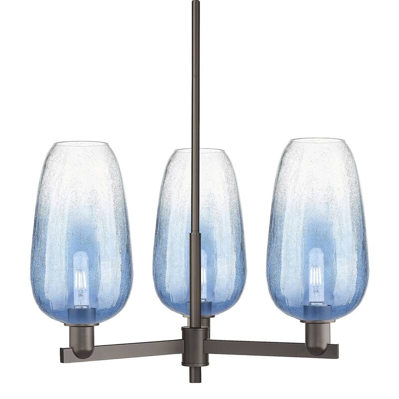 Innovations Lighting 716-3CR-17-18 Brookhaven Flute Chandelier - Oil Rubbed Bronze / Sapphire Blue