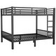 preview thumbnail 16 of 30, Metal Bunk Bed with Ladder and Metal Slats Support, Storage Underneath, Heavy Bunk Beds, Black Bed Frame, No Box Spring Needed