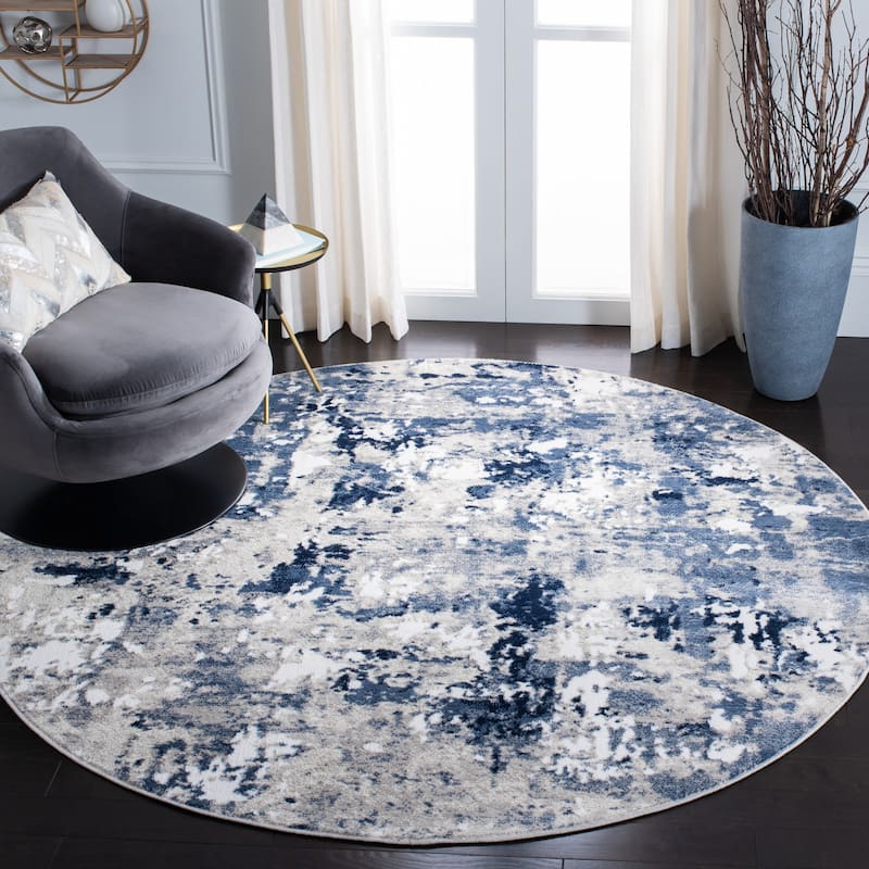 SAFAVIEH Skyler Sybille Modern Abstract Rug - 6'7" Round - Grey/Navy