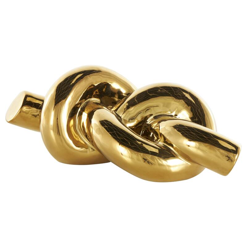 Ceramic Knot Decorative Sculpture - Gold - Roche River Decor