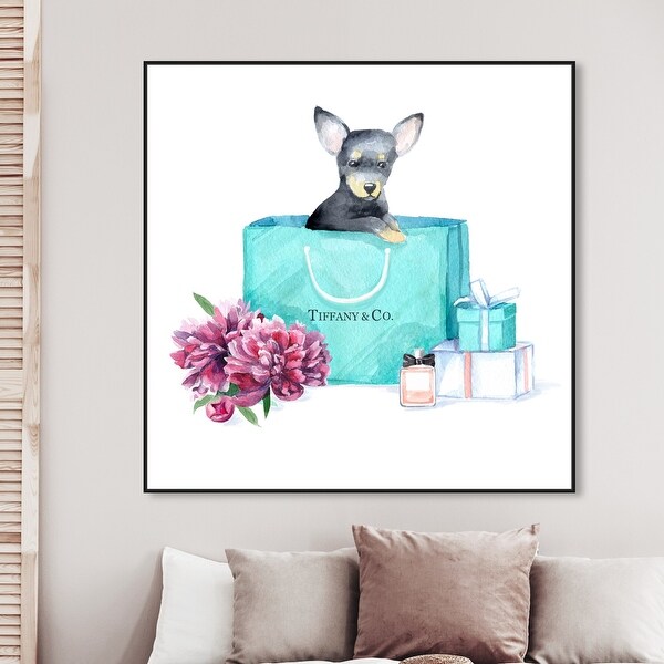 Oliver Gal 'acqua chic chihuahua' Animals Wall Art Framed
