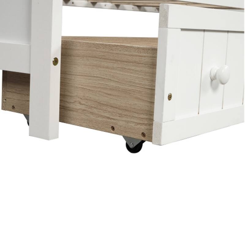 Twin Wooden Daybed with 2 drawers / Trundle Bed, Sofa Bed for Bedroom Living Room,No Box Spring Needed