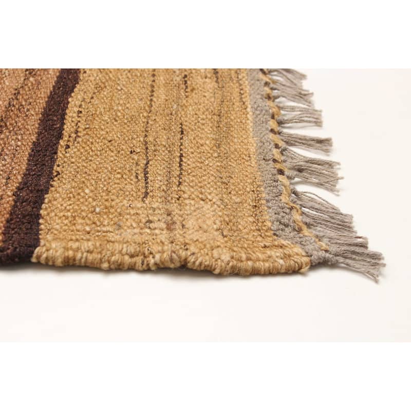 ECARPETGALLERY Flat-Weave Boho Tan Wool Kilim - 6'5 x 9'10