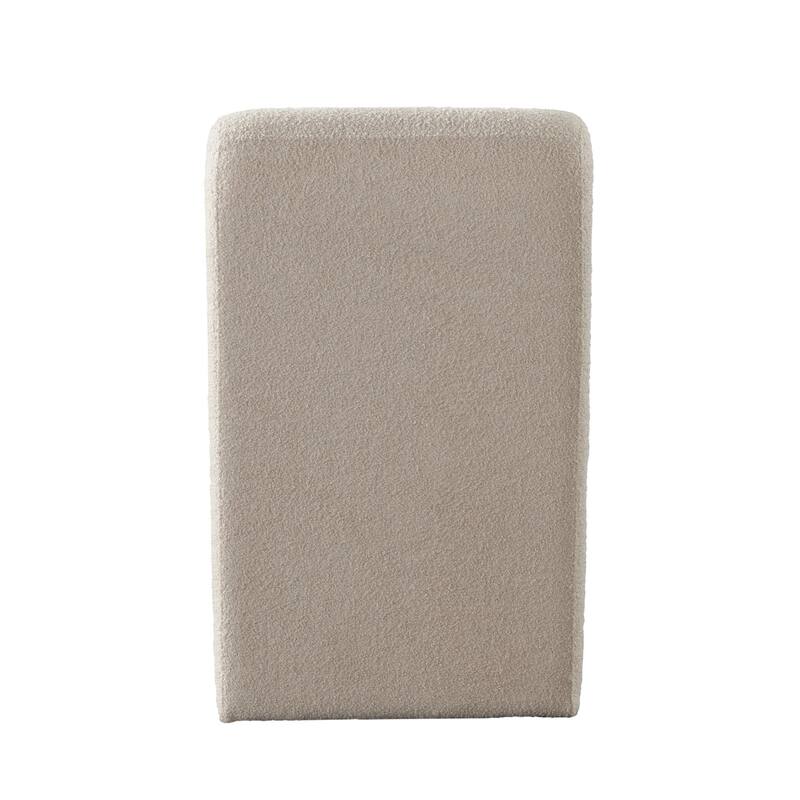 Nena Armless Dining Chair, Curved Light Camel Brown Shearling Fabric