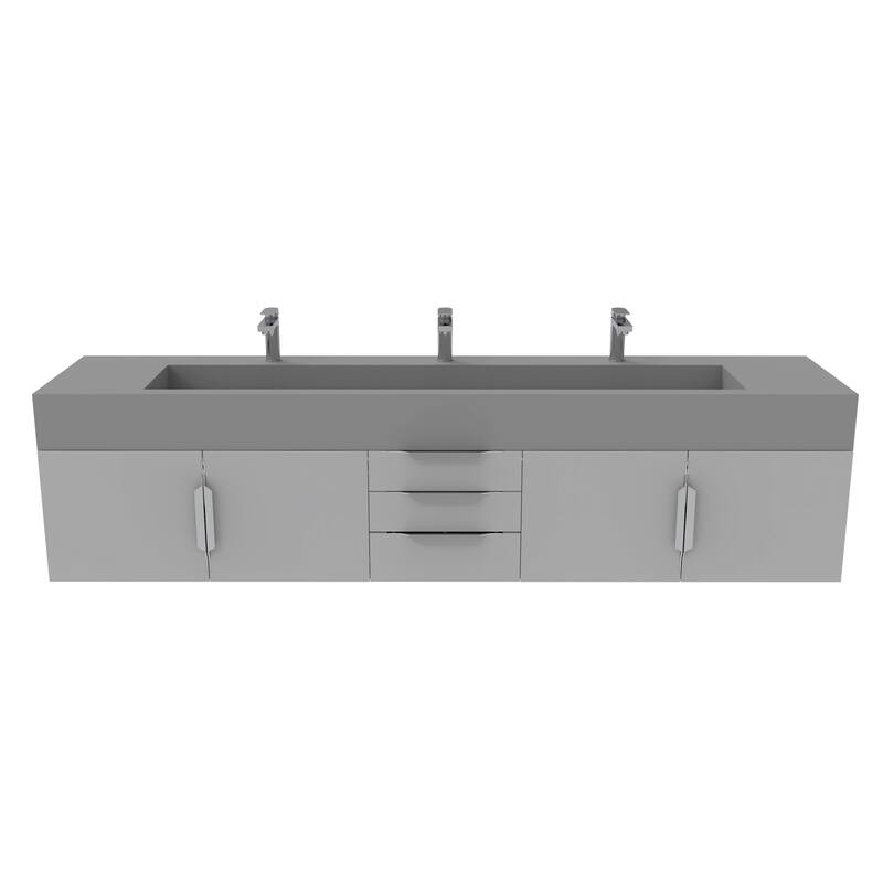 Nile 84" Wall Mounted Bathroom Vanity Set gr/ Gray Top