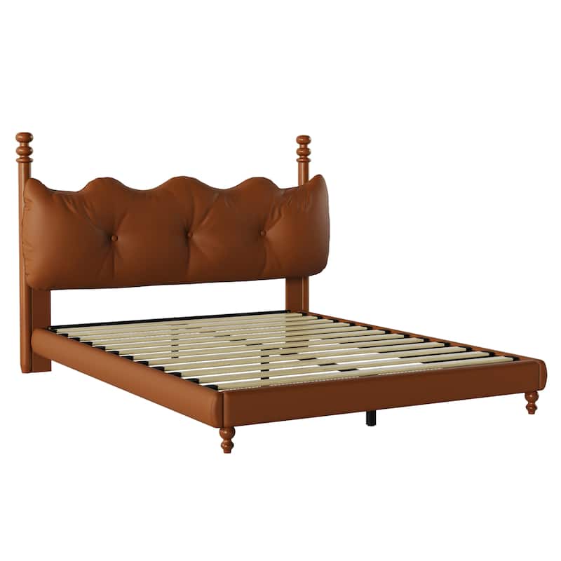 Calka Luxury Upholstered PU Leather Bed by Christopher Knight Home