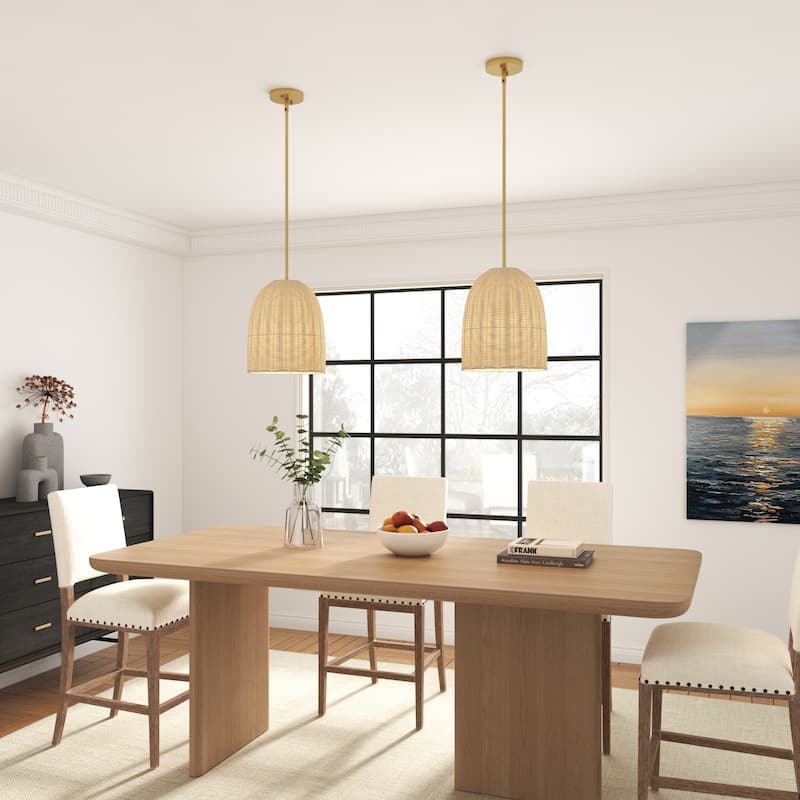 Acroma 1-light Farmhouse Rattan Kitchen Island Pendant