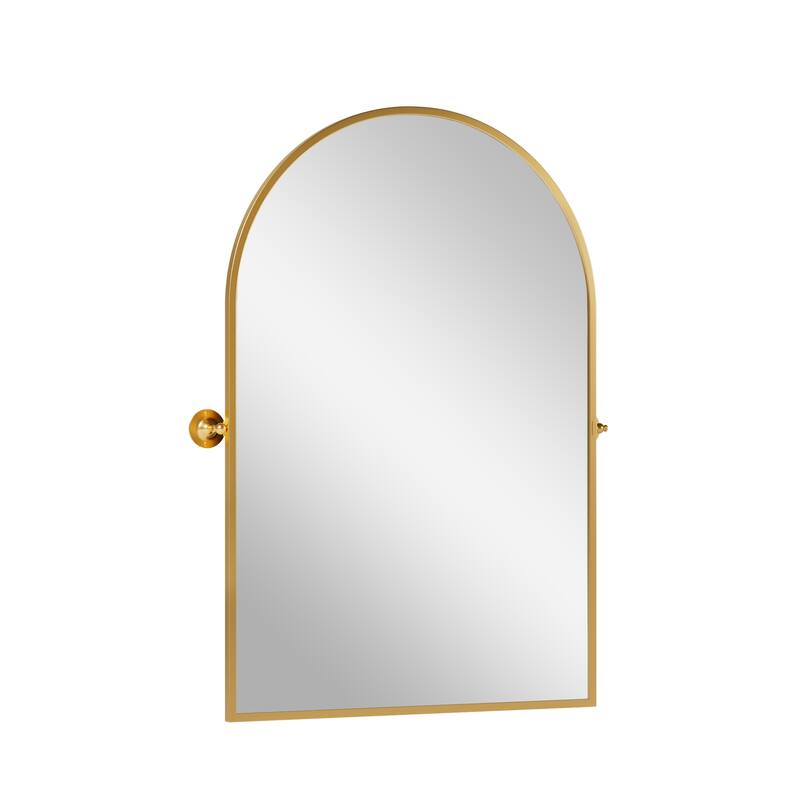 HomeRoots 31" Gold Aluminum Arch Tilting Framed Accent Mirror - 23.58 in. x 31.44 in. x 0.79 in.