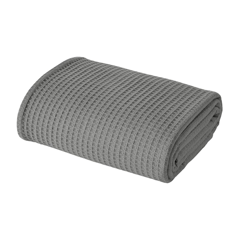 Modern Threads 100-Percent Cotton Waffle Thermal Blanket - Twin - Dark Grey