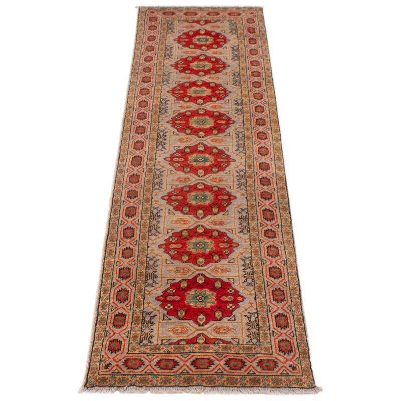 ECARPETGALLERY Hand-knotted Finest Ghazni Grey Wool Rug - 2'5 x 9'8