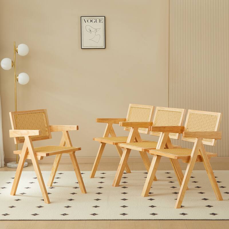 Solid Wood Dining chairs (Only Chair)-Set OF 2 - Natural
