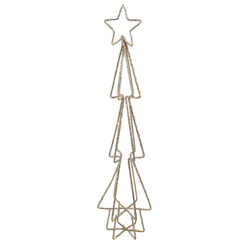 17.5" LED Lighted B/O Gold Glittered Wire Christmas Cone Tree - Warm White Lights