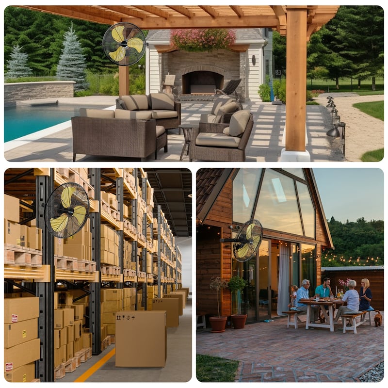 20" Outdoor Industrial 3-Speed Wall Mount Fan with IP44 Waterproof