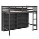 preview thumbnail 5 of 26, Multifunctional Design Wood Loft Bed with 8 Open Storage Shelves and Built-in Ladder, Solid Construction