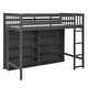 preview thumbnail 5 of 26, Twin Size Loft Bed with 8 Open Storage Shelves, Built-in Ladder, Solid Pine Wood Frame, Space-Saving Design for Bedroom, Grey