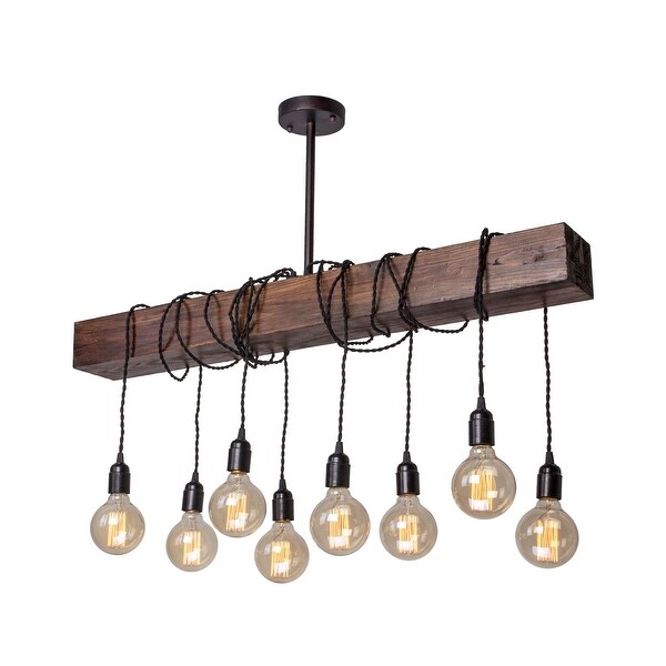 Shop Farmhouse 8-Light Brown Wood Beam Chandelier - Free ...
