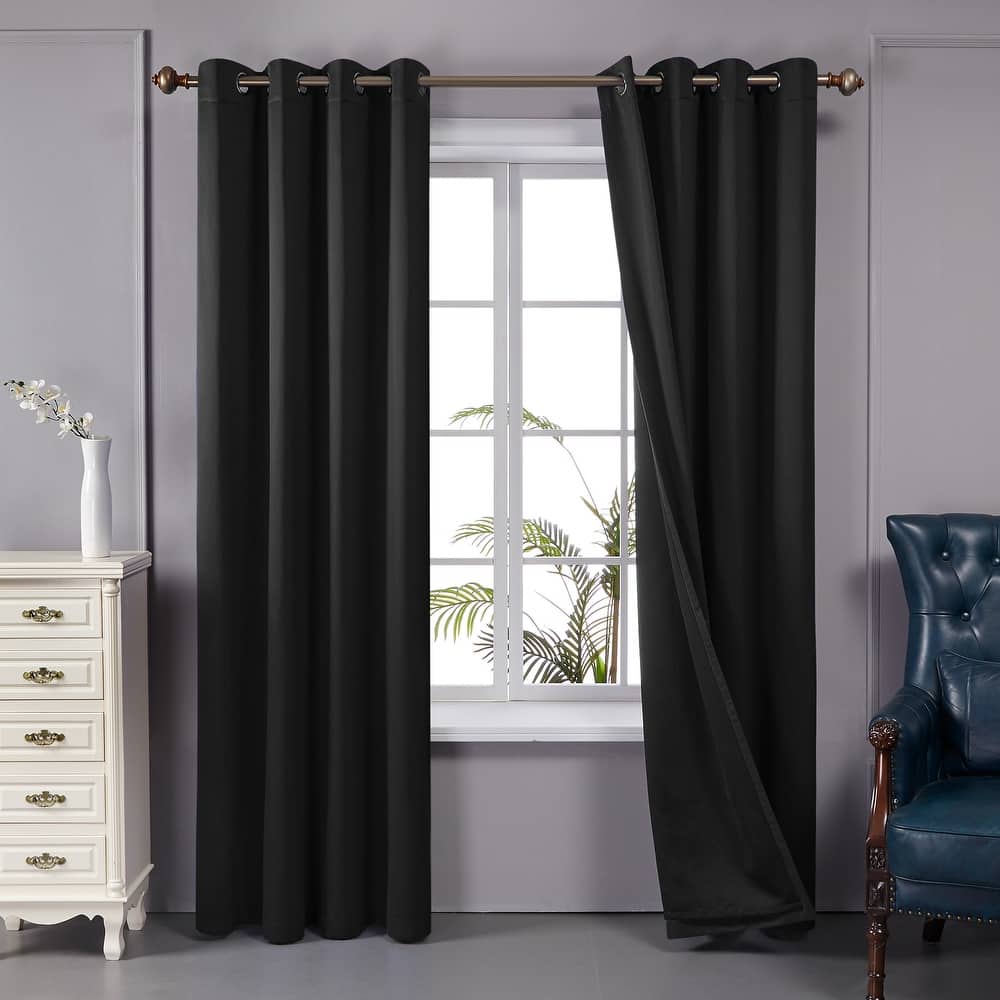 Deconovo 100 Percent Blackout Double Layers Lined Curtain (2 Panel)