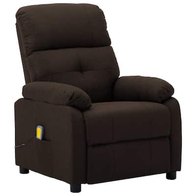 vidaXL Massage Recliner Dark Brown Fabric - 28.7" x 35.4" x 39.4"