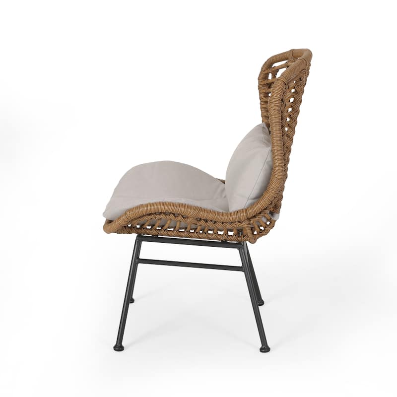 Rattan Outdoor Accent Chair with Cushions for Patio, Balcony