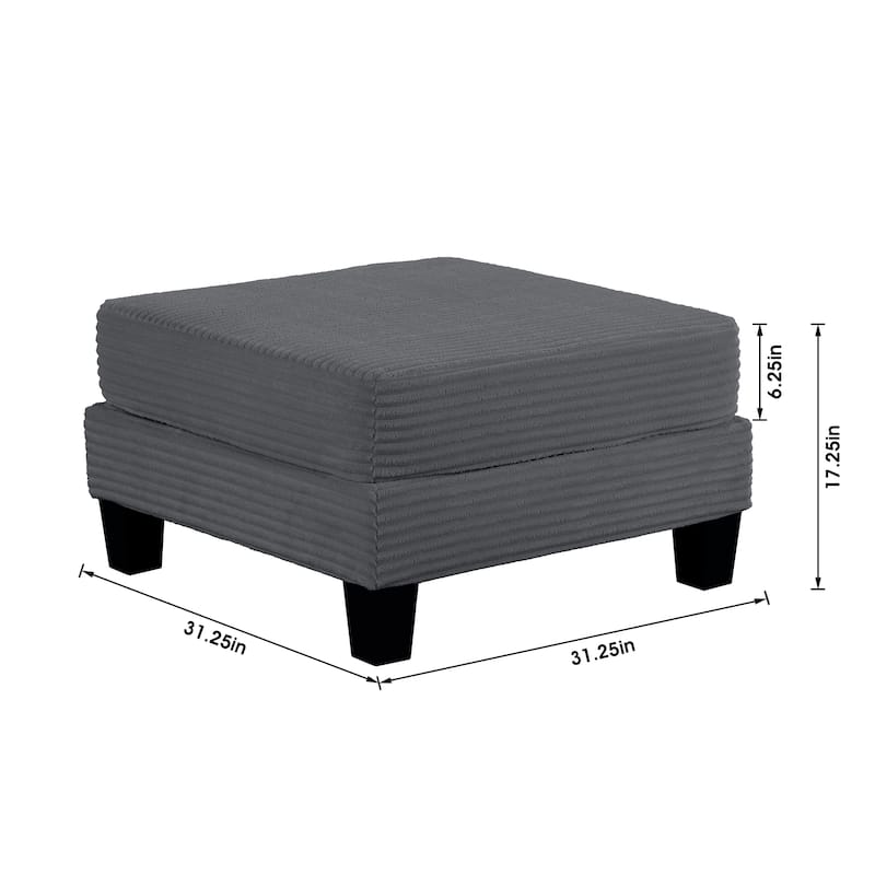 31" Contemporary Rectangular Fabric Storage Ottoman